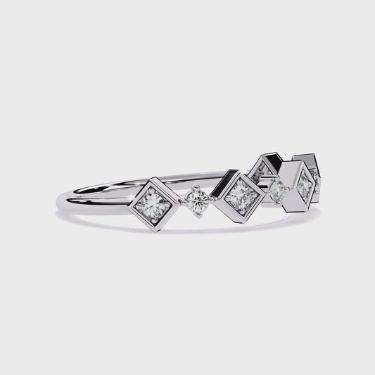 Geometric Lab Grown Diamond Ring – Unique Modern Half Eternity Band – Lustraa’s Eternity Ring