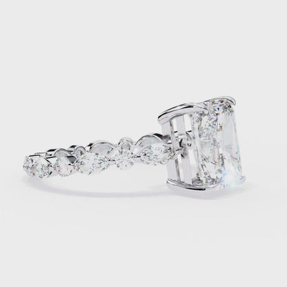 2.80 Carat Radiant Cut Diamond Ring with Hidden Halo – Designer Band Solitaire Engagement Ring – Lustraa’s Fancy Solitaire Ring