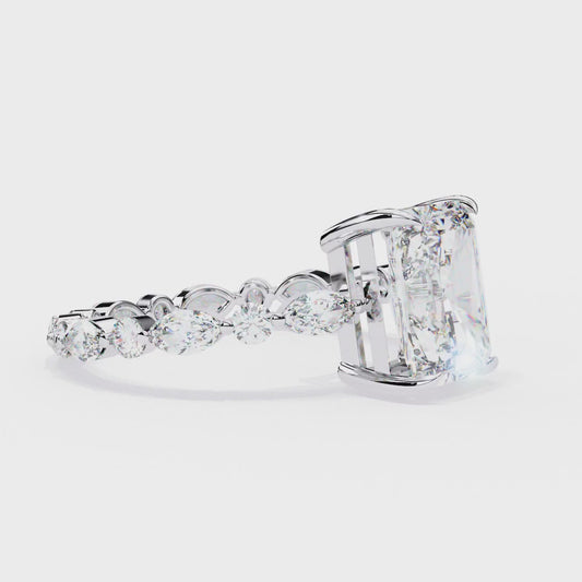 2.80 Carat Radiant Cut Diamond Ring with Hidden Halo – Designer Band Solitaire Engagement Ring – Lustraa’s Fancy Solitaire Ring