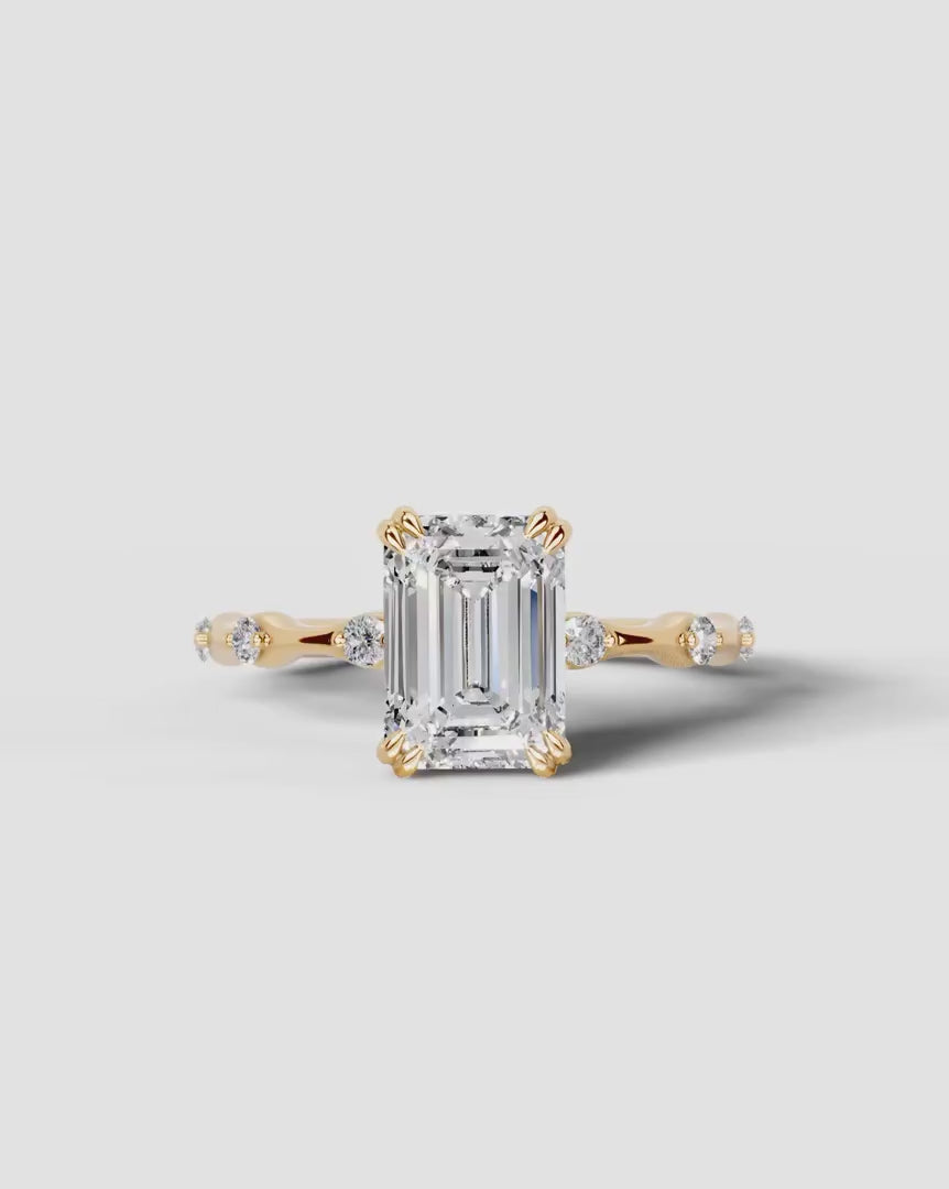 2 Carat Lab Grown Diamond Seraphina Emerald Cut Sidestone Engagement Ring