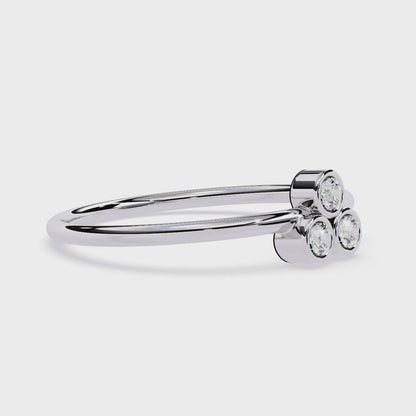 Three Stone Diamond Ring – Bezel Set Round Brilliant Cut – Minimal Ring - Dainty Stackable Ring -Lustraa’s Stackable Ring