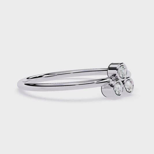 Three Stone Diamond Ring – Bezel Set Round Brilliant Cut – Minimal Ring - Dainty Stackable Ring -Lustraa’s Stackable Ring