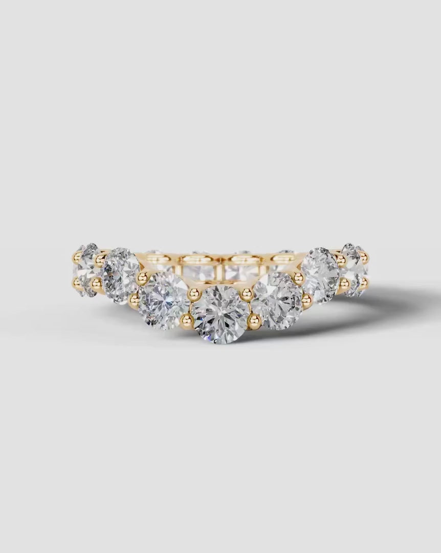 Lab Grown Diamond Round Cut Curved Shared Prong Eternity Wedding Band Ring