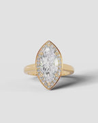 2 Carat Lab Grown Diamond Marquise Cut Bezel Halo Engagement Ring – The Elara