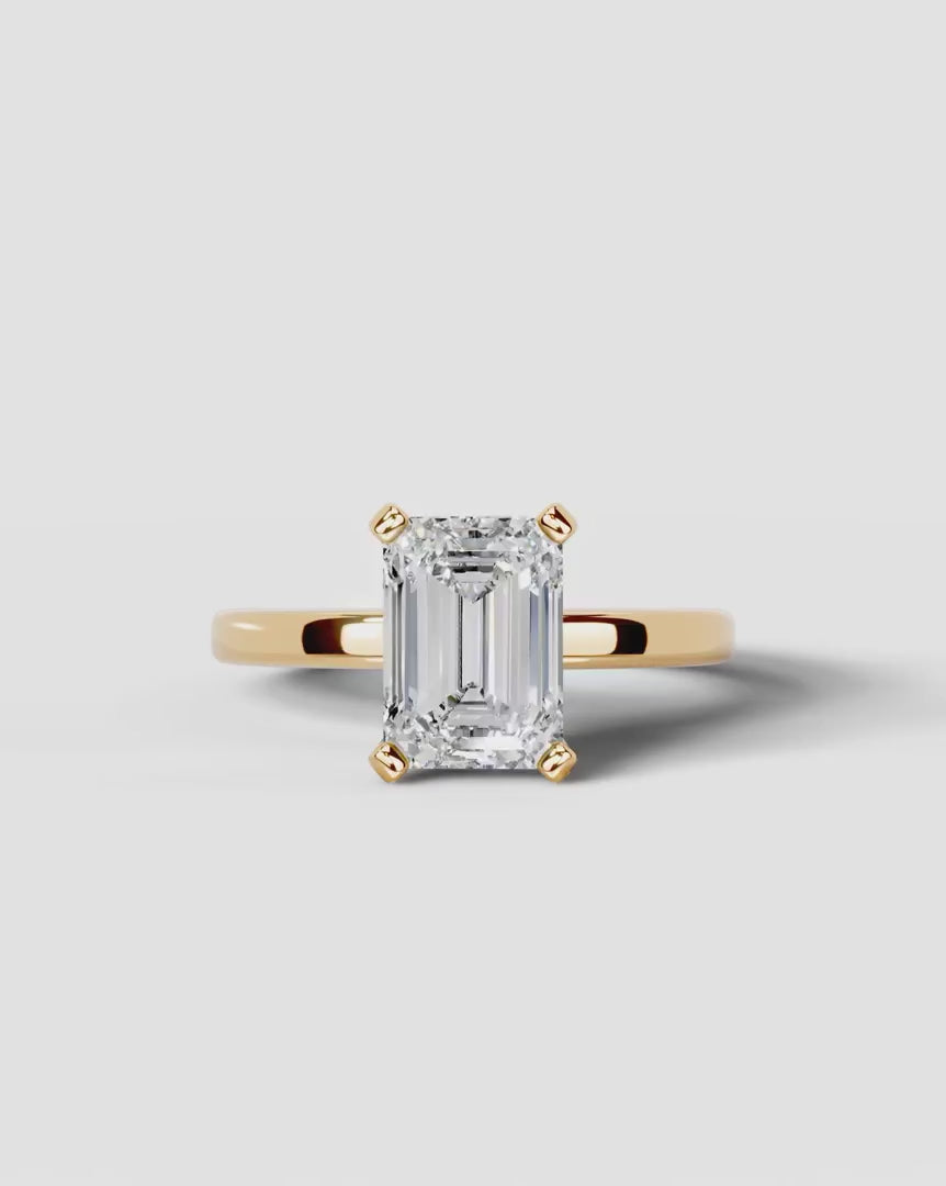 2 Carat Lab Grown Emerald Cut Diamond Solitaire Engagement Ring