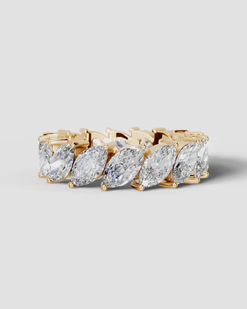 Lab Grown Diamond Marquise Cut East-West Eternity Wedding Band Ring