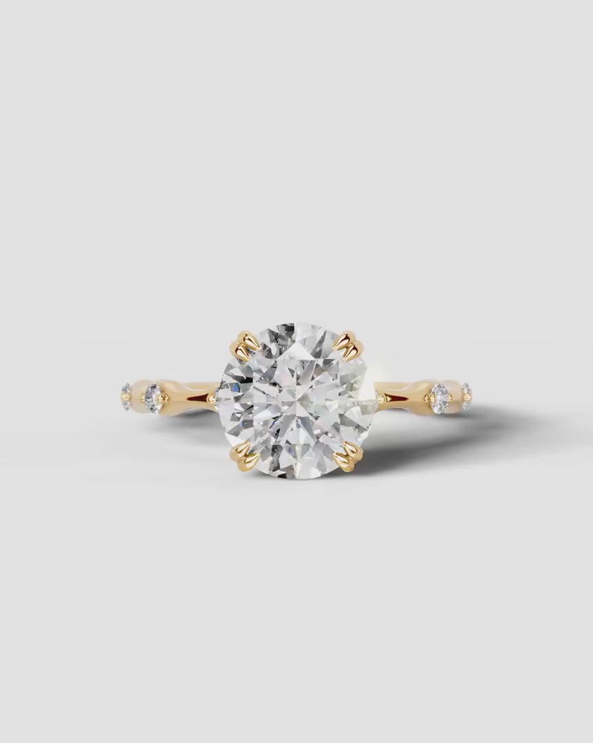 2 Carat Lab Grown Diamond Solaria Round Cut Sidestone Engagement Ring
