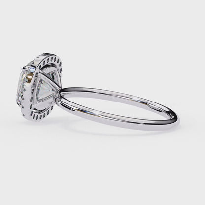 1.78 Carat Cushion Cut Lab Grown Diamond Halo Ring – Lustraa’s Classic Cushion Halo Engagement Ring