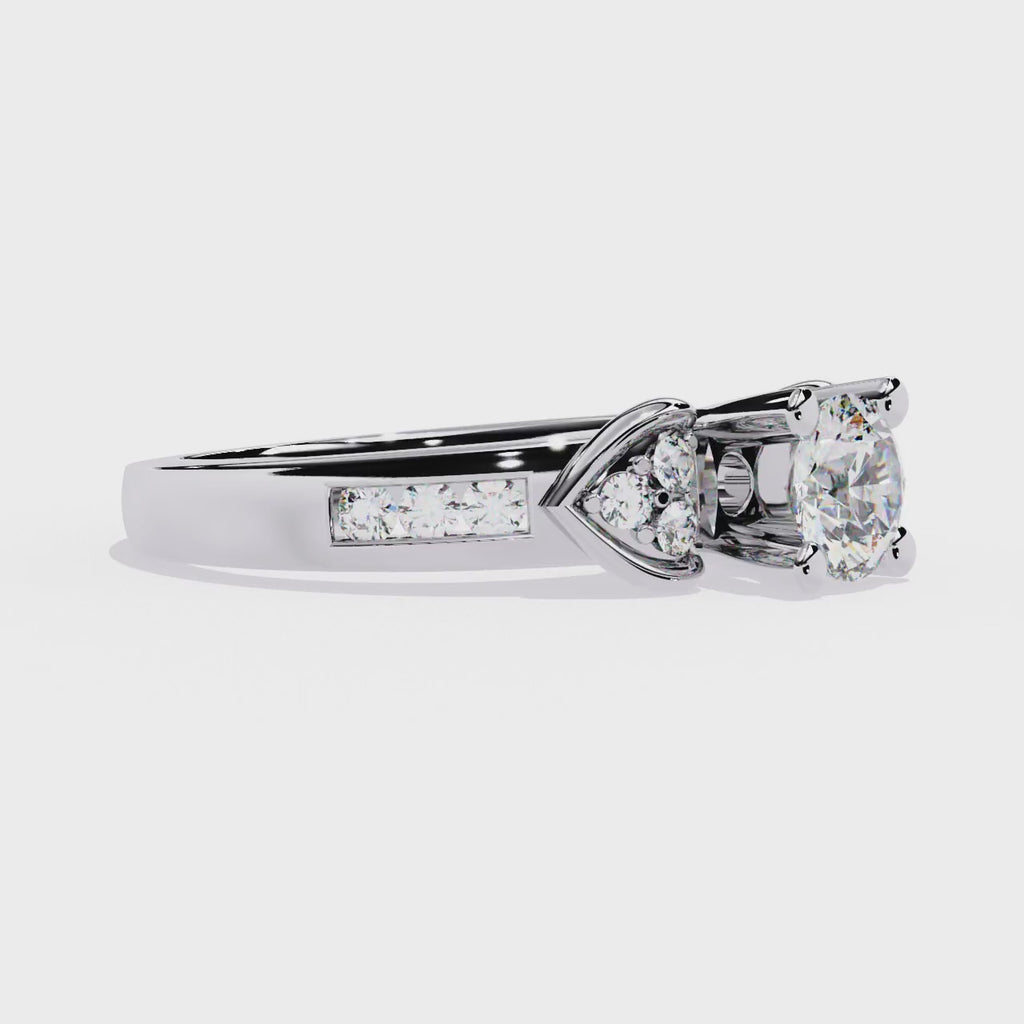 1.5 CT Round Diamond Engagement Ring – Lab Grown Ring with Princess & Round Side Stones, Channel Set Designer Band - Lustraa’s Designer Ring