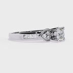 1.5 CT Round Diamond Engagement Ring – Lab Grown Ring with Princess & Round Side Stones, Channel Set Designer Band - Lustraa’s Designer Ring