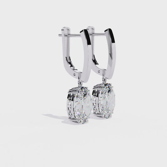 1.62 Carat Lab Grown Diamond Earrings – Oval Cut Drop Earrings – Diamond Studded Leverback Design- Lustraa’s Diamond Earrings