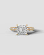 2 Carat Lab Grown Diamond Princess Cut Multi-Row Pavé Engagement Ring