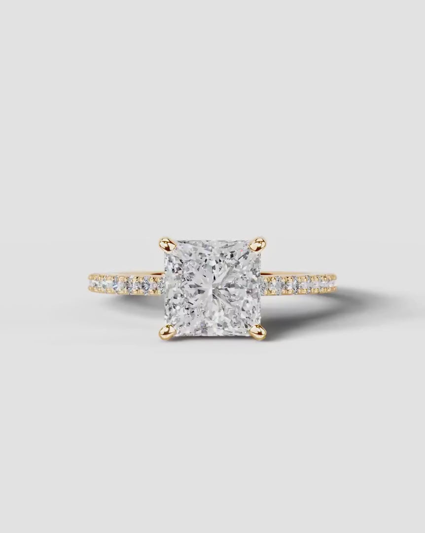 2 Carat Lab Grown Diamond Aurelia Princess Cut Sidestone Engagement Ring