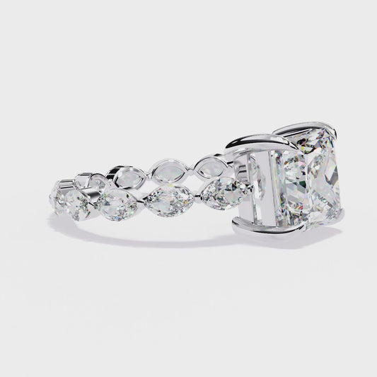 2.64 Carat Princess Cut Diamond Ring with Hidden Halo – Designer Band Solitaire Engagement Ring– Lustraa’s Fancy Solitaire Ring