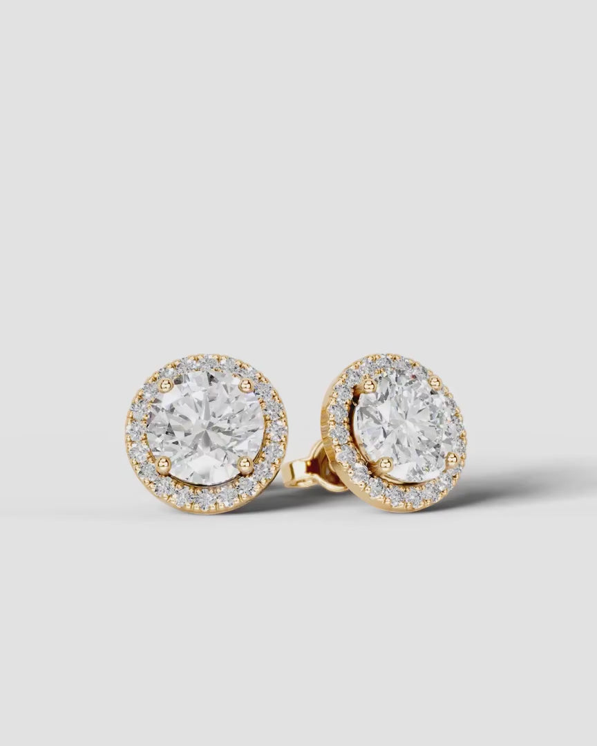 Lab Grown Diamond Round Cut Solitaire Stud Earrings