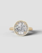 2 Carat Lab-Grown Round Diamond Bezel-Set Halo Engagement Ring