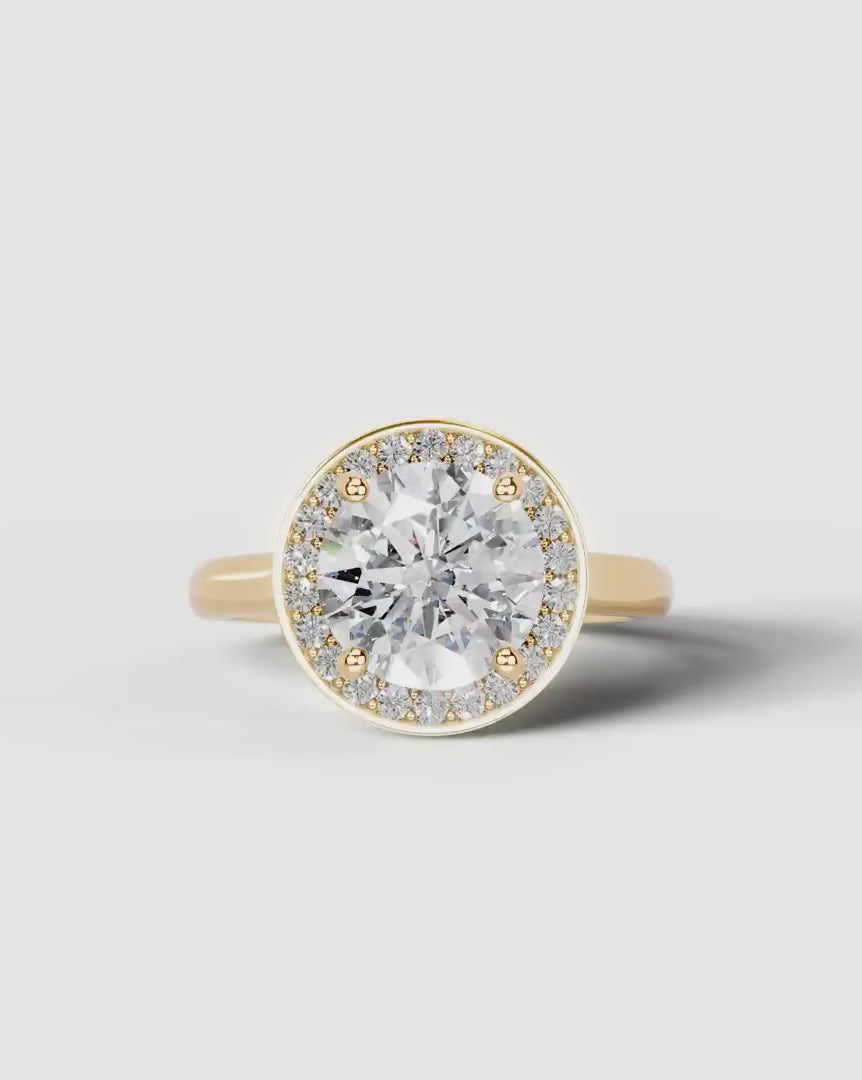 2 Carat Lab-Grown Round Diamond Bezel-Set Halo Engagement Ring