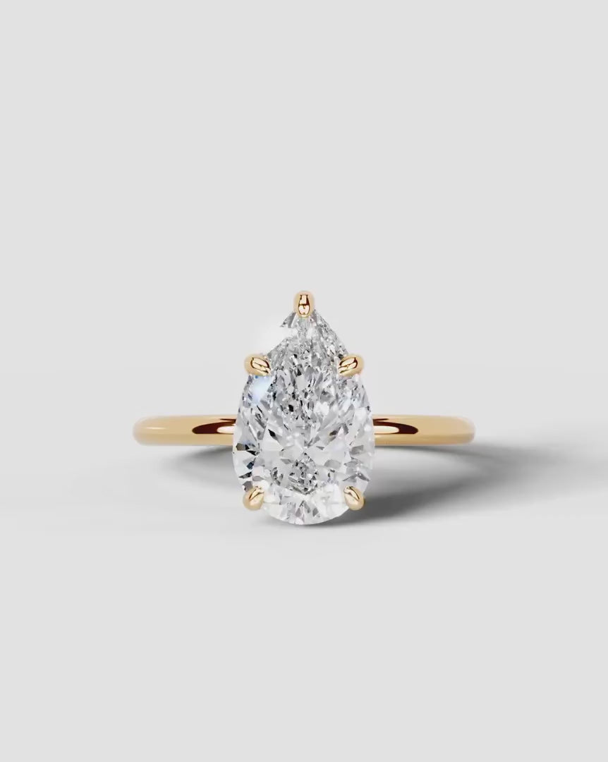2 Carat Lab Grown Pear Diamond Pavé Basket Ring