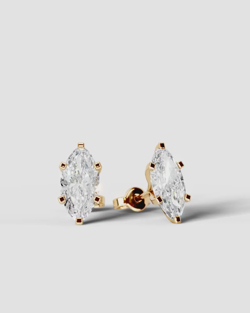 Lab Grown Diamond Monarch Contour Marquise Solitaire Stud Earrings