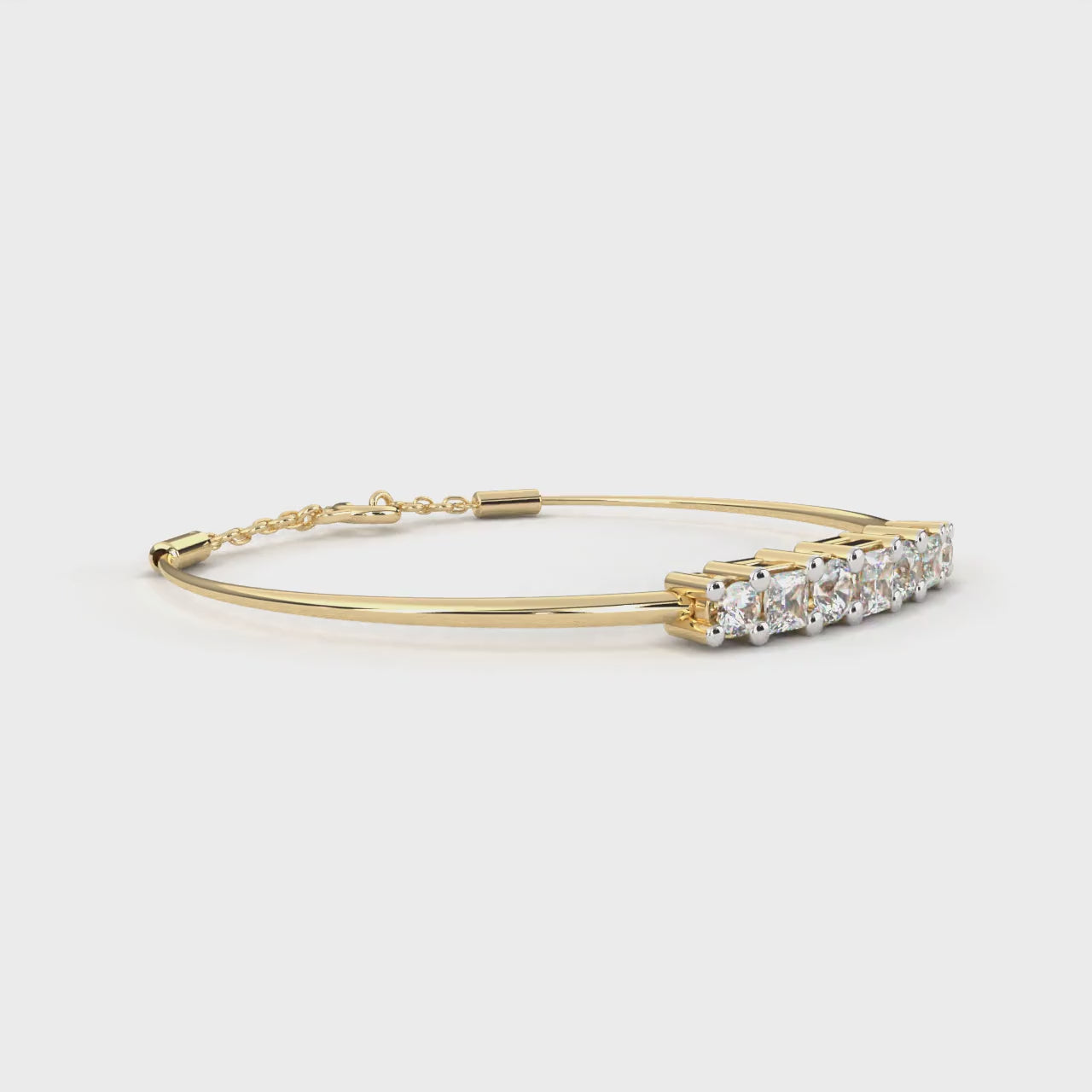 Minimalist Lab Grown Diamond Bangle Bracelet – Princess & Round Cut Diamond Bracelet – Lustraa’s Diamond Bracelet