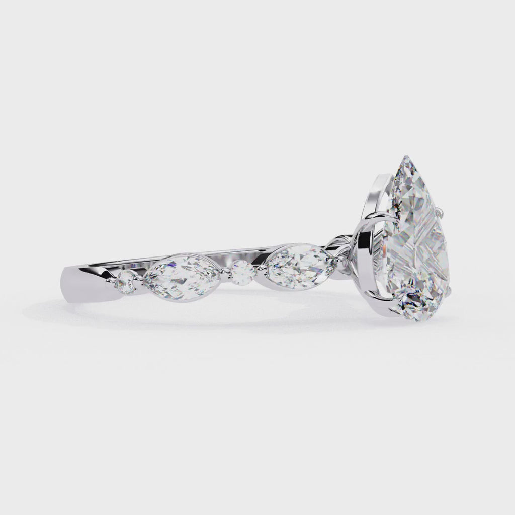 0.89 Carat Pear Shaped Lab Grown Diamond Ring – Solitaire Engagement Ring – Lustraa’s Pear Diamond Ring