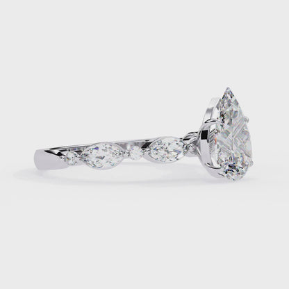 0.89 Carat Pear Shaped Lab Grown Diamond Ring – Solitaire Engagement Ring – Lustraa’s Pear Diamond Ring