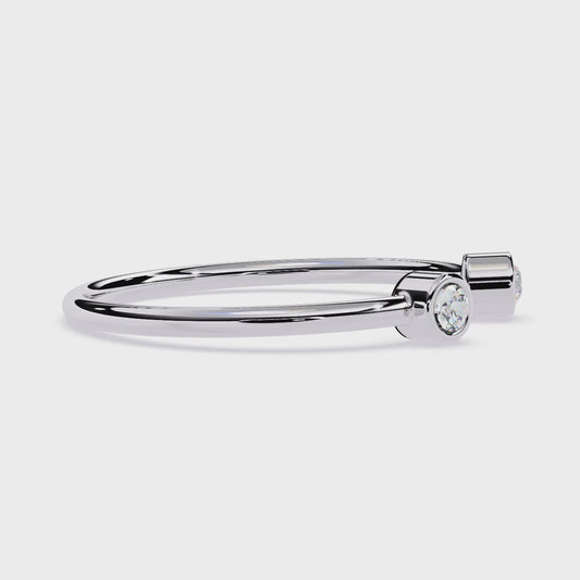 Open Ring with Lab Grown Diamonds | Minimalist Bezel Set Diamond Ring | Two Stone Promise Ring | Dainty Stackable Ring- Lustraa’s Open Band Ring
