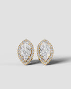 Lab Grown Diamond Pointed Marquise Cut Halo Stud Earrings