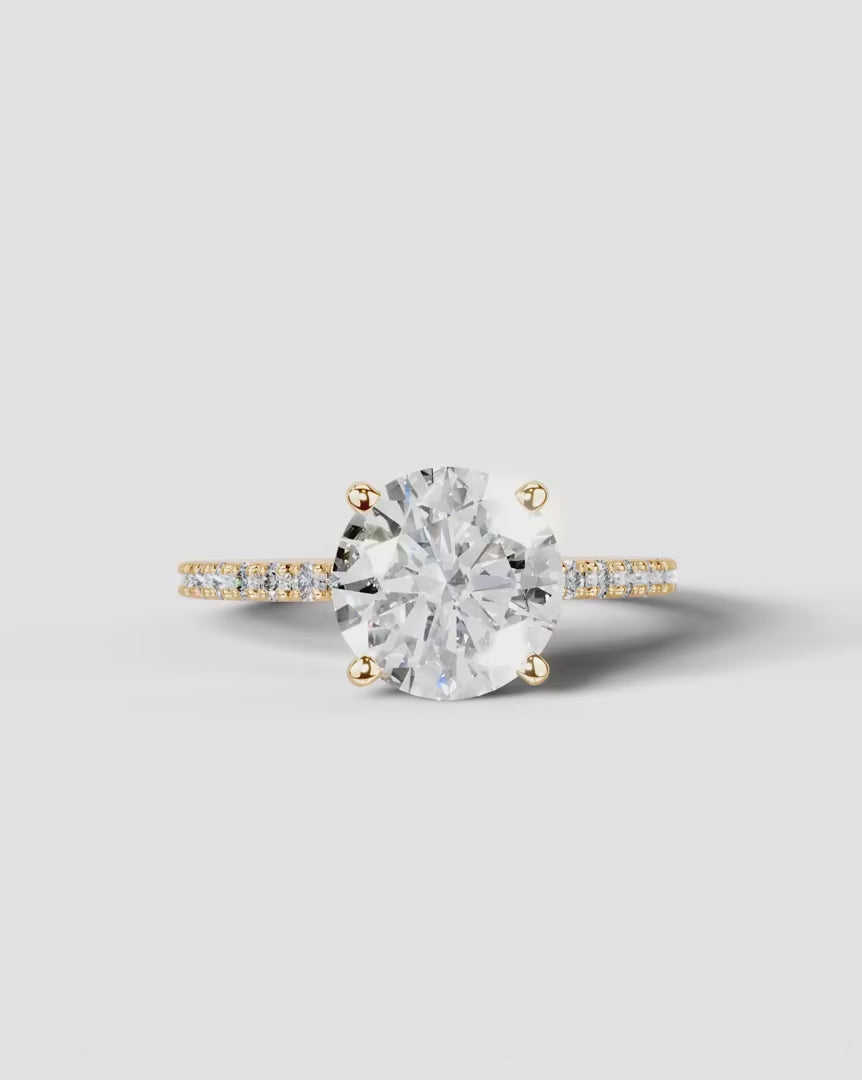 2 Carat Lab Grown Diamond Solaria Round Cut Sidestone Engagement Ring