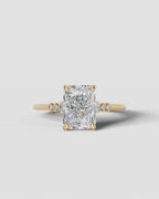 2 Carat Lab Grown Diamond Celestia Elongated Radiant Cut Sidestone Engagement Ring