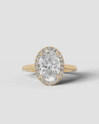 2 Carat Lab Grown Oval Cut Diamond Halo Three-Stone Ring