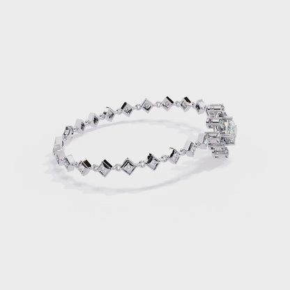Geometric Lab Grown Diamond Bracelet | Princess & Round Cut Lab Created Diamond Bracelet - Lustraa’s Diamond Bracelet
