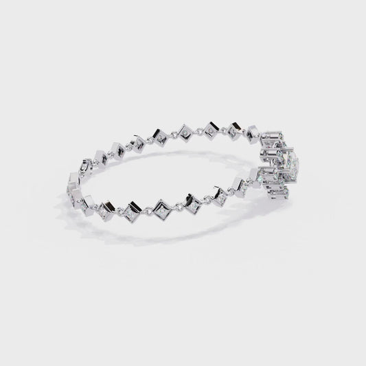 Geometric Lab Grown Diamond Bracelet | Princess & Round Cut Lab Created Diamond Bracelet - Lustraa’s Diamond Bracelet