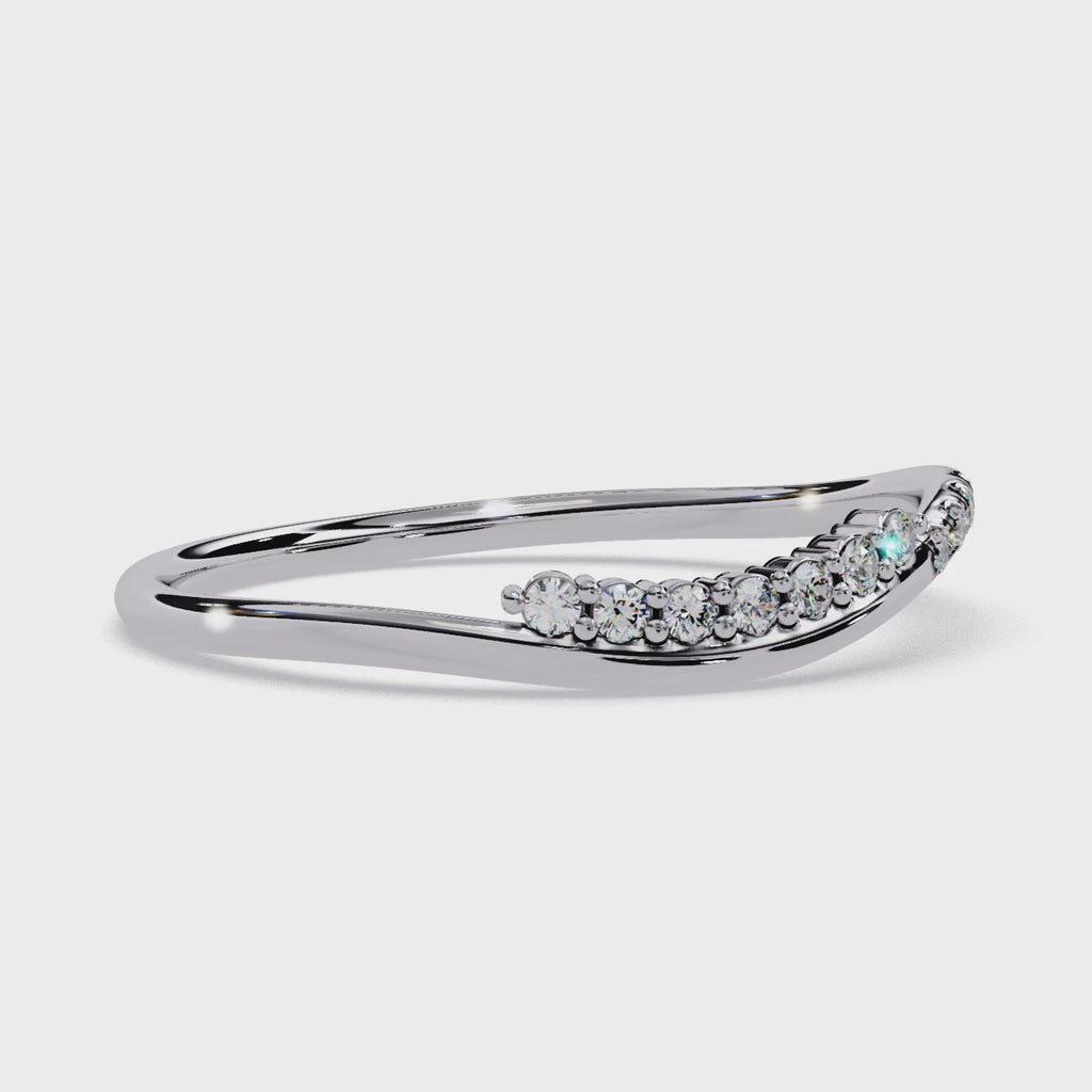Minimalist Pavé Diamond Curve Ring – Dainty Statement Band – Lustraa’s Minimalist Ring