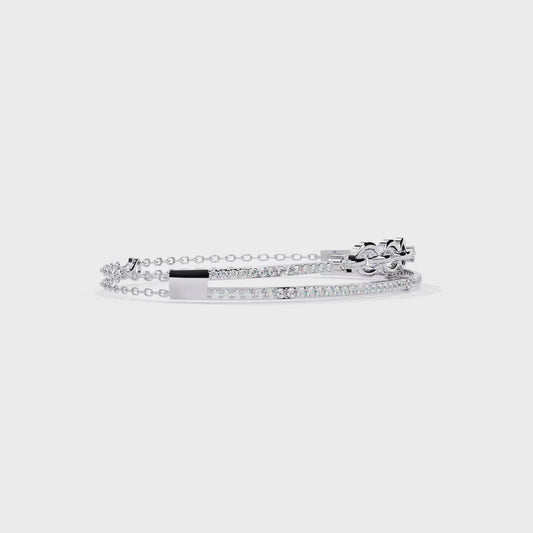 Chain Link Lab Grown Diamond Bracelet | Modern Pavé Diamond Bangle with Dual Chain Detail | Ethical Fine Jewelry – Lustraa’s Minimalist Bracelet