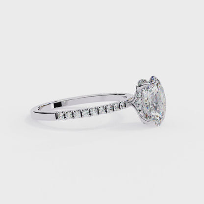 1.20 Carat Oval Cut Lab Grown Diamond Hidden Halo Ring – Solitaire Engagement Ring – Lustraa’s Oval Diamond Ring