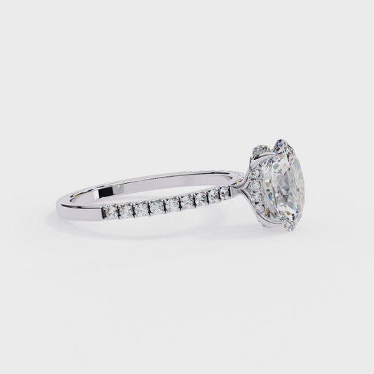 1.20 Carat Oval Cut Lab Grown Diamond Hidden Halo Ring – Solitaire Engagement Ring – Lustraa’s Oval Diamond Ring