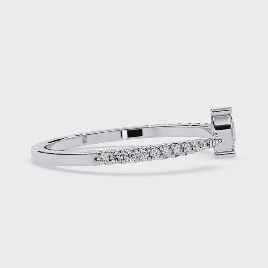 Modern Open Band Ring with Marquise Lab Grown Diamond – Minimalist Marquise Cut Ring – Open Band Engagement Ring - Lustraa’s Open Band Ring