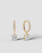 Lab Grown Diamond Square Cushion Cut Pavé Dangle Huggie Hoop Earrings