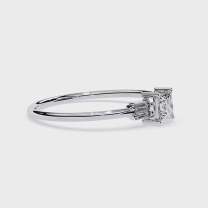 Princess Cut Diamond Ring with Baguette Side Stones | Lab Grown Diamond Engagement Ring | Minimalist Promise Ring – Lustraa’s Minimalist Ring