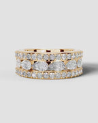 Lab Grown Diamond Pear Cut Triple Row Pavé Wedding Band Ring