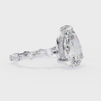 Pear Shaped Diamond Engagement Ring – 2.96 CT Lab Grown Hidden Halo Ring with Designer Solitaire Band – Lustraa’s Fancy Solitaire Ring