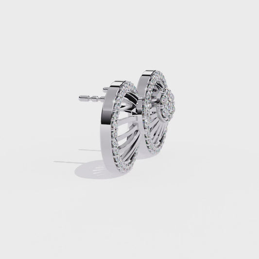 Elegant Round Halo Earrings  – Lab Grown Diamond Studs – Modern Halo Cluster Earrings –Radiant Sunburst Halo Earring –Lustraa’s Halo Earrings