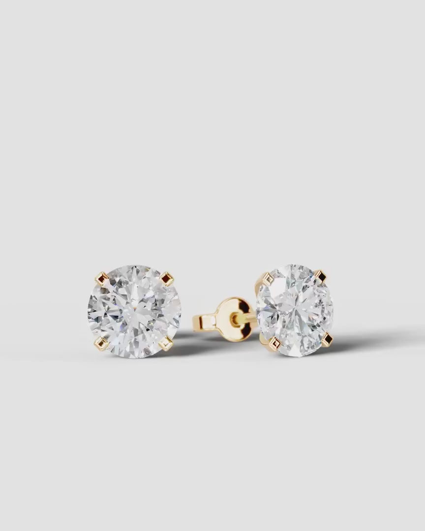 Lab Grown Diamond Round Starlight Solitaire Stud Earrings