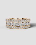Lab Grown Diamond Heart Cut Triple Row Pavé Wedding Band
