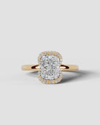 2 Carat Lab Grown Elongated Cushion Diamond Half Halo Ring
