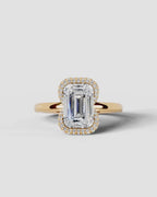 2 Carat Lab Grown Emerald Cut Diamond Half Halo Ring