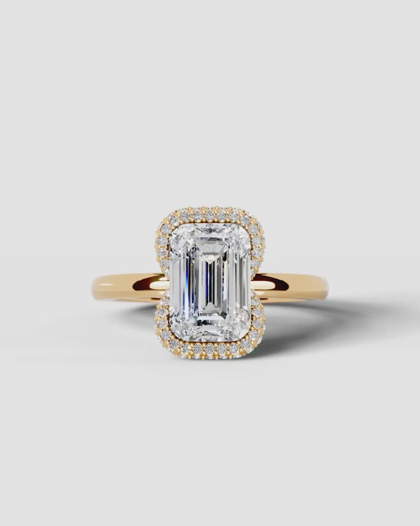 2 Carat Lab Grown Emerald Cut Diamond Half Halo Ring