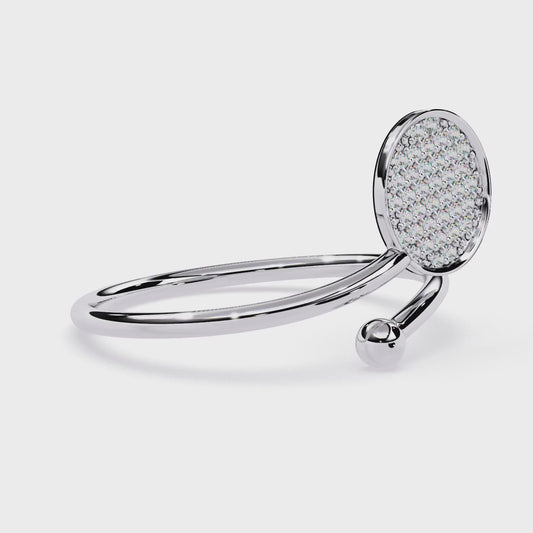 Pavé Diamond Disc Adjustable Ring | Lab Grown Diamond Open Ring | Minimalist Modern Statement Ring – Lustraa’s Minimalist Ring