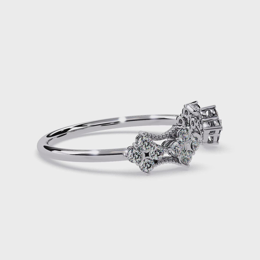 Floral Diamond Ring – Lab Grown Open Vintage Inspired Statement Adjustable Unique Diamond Ring – Lustraa’s Floral Ring